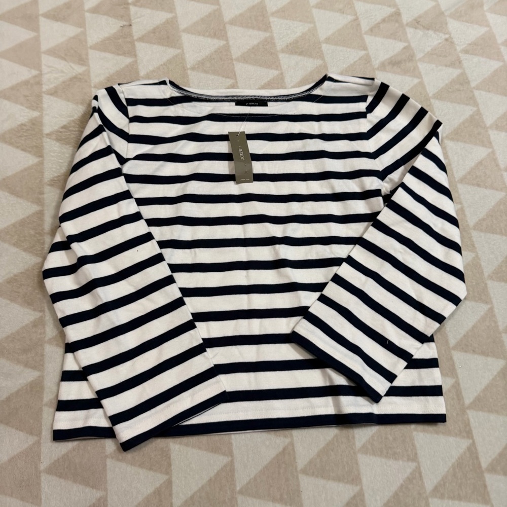 J crew ivory navy Classic mariner cloth boatneck T-shirt in stripe - Picture 5 of 7